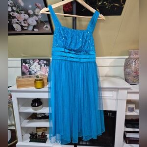 Sequin Hearts Turquoise Sleeveless Kids Dress
